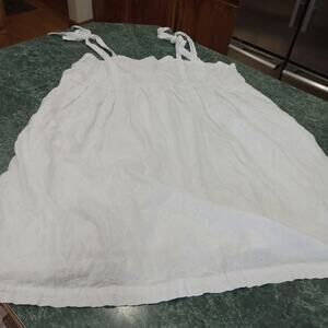 Old Navy XL White Embroidered Eyelet Babydoll Tie Strap Dress Pockets Beach Boho